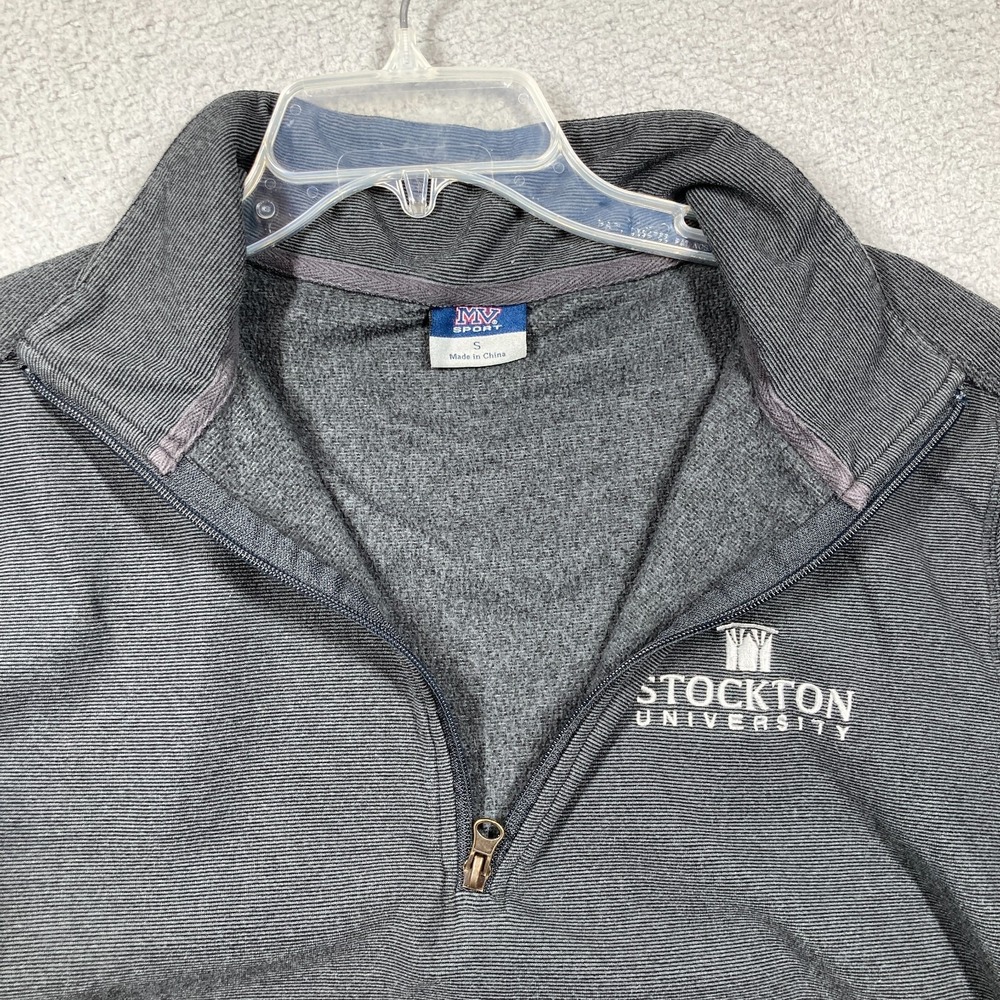 VTG  Stockton University Ospreys 1/4 Zip‎ Sweater Men's Small Dark Gray FLAWS - Picture 7 of 13
